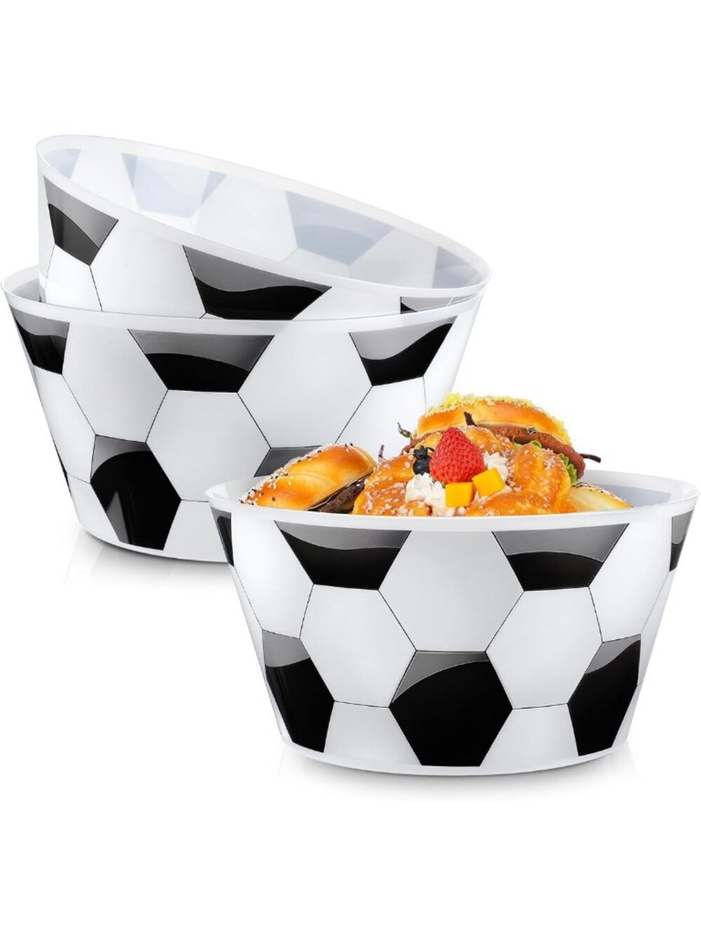 2 Pack Soccer Snack Bowls - 13" Reusable Plastic Serving Bowls for Parties